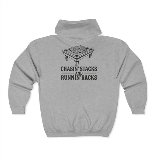 Chasin' Stacks and Runnin' Racks heavy Full Zip Hoodie - Cozy Leisurewear, Gift for Him/Her, Streetwear, Cool Casual Look